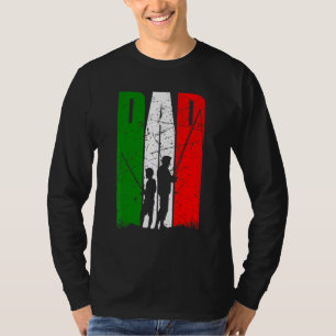Camiseta Hombres Padre E Hijo Pescador Angler Bandera Itali