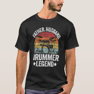 Camiseta Hombres Padre Esposo Drummer Leyenda tambores Vint