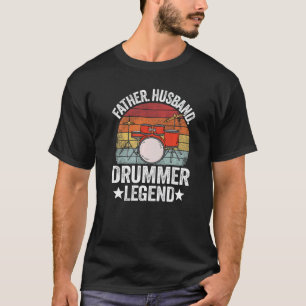 Camiseta Hombres Padre Esposo Drummer Leyenda tambores Vint