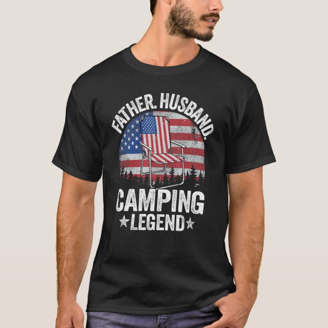 Camiseta Hombres padre marido camping Leyenda Bandera estad (Anverso)