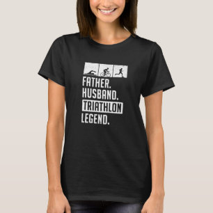 Camiseta Hombres Padre Marido Triatlón Leyenda Corre Bicicl
