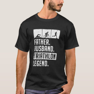 Camiseta Hombres Padre Marido Triatlón Leyenda Corre Bicicl