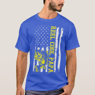 Camiseta Hombres Padres Día Pescador Bandera de Estados Uni