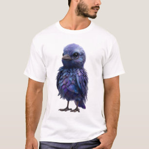 Camiseta Hombres Pájaro Morado Plumado Galaxia Celeste