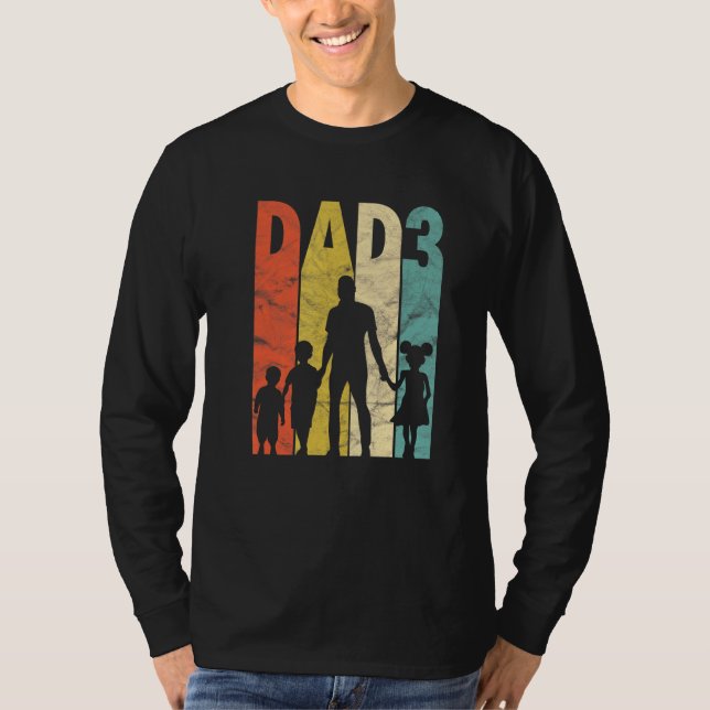 Camiseta Hombres Papá 3 Niños Padres Día 2 Hijos 1 Hija Hij (Anverso)