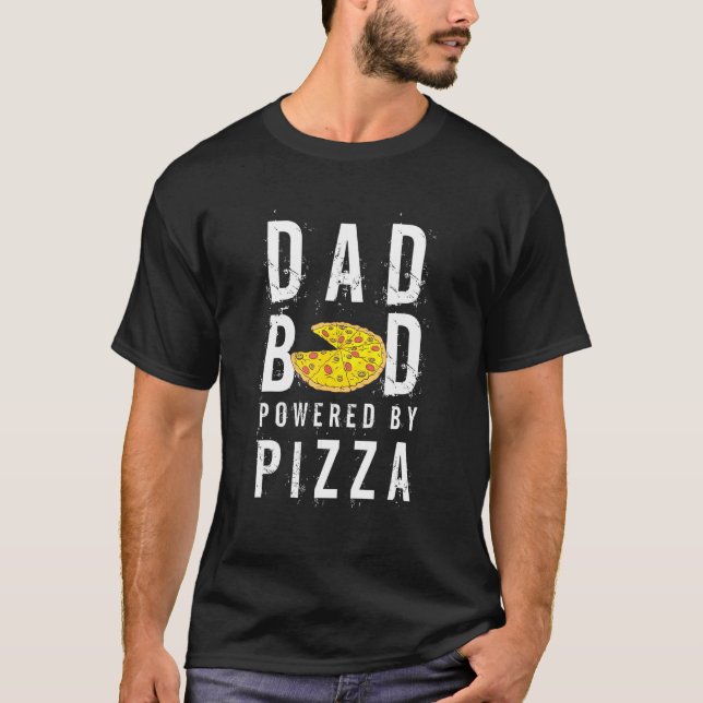Camiseta Hombres Papá Bod Impulsado Por Pizza Padres Cumple (Anverso)