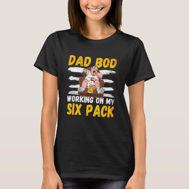 Camiseta Hombres Papá Bod Trabajando Mi Tee De Seis Empaque (Anverso)