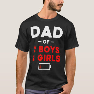Camiseta Hombres Papá De 2 Niños 2 Chicas Batería Baja Padr