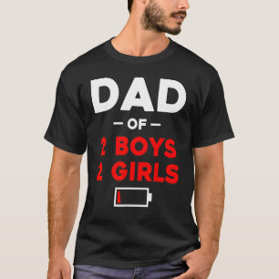 Camiseta Hombres Papá De 2 Niños 2 Chicas Batería Baja Padr