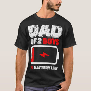 Camiseta Hombres papá de 2 niños con batería baja para el d