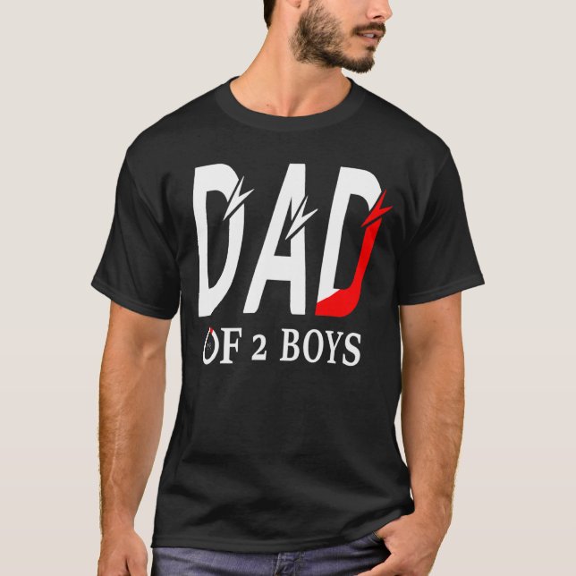 Camiseta Hombres Papá De 2 Niños Padre O Abuelo De 2 Niños  (Anverso)