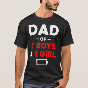 Camiseta Hombres papá de 3 niños 1 Chica de baja batería pa