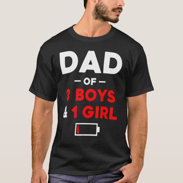 Camiseta Hombres papá de 3 niños 1 Chica de baja batería pa (Anverso)