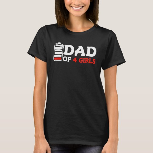 Camiseta Hombres papá de 4 Chicas vacíos de batería niños e (Anverso)