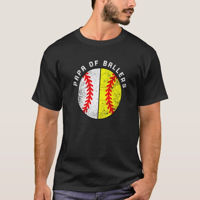 Camiseta Hombres Papa De Ballers Béisbol Papa (Anverso)