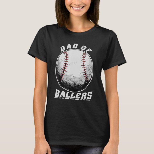 Camiseta Hombres Papá De Ballers Béisbol Papá 2 (Anverso)