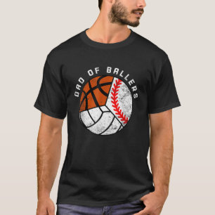 Camiseta Hombres Papá De Ballers Funny Báscara De Voleibol 