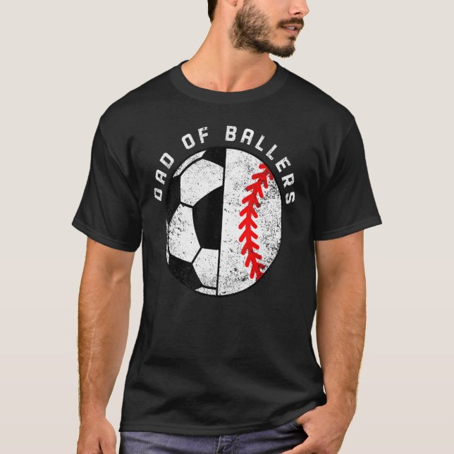 Camiseta Hombres Papá De Ballers Fútbol Béisbol (Anverso)