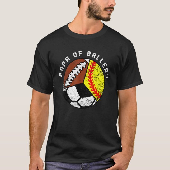 Camiseta Hombres Papa De Baloncestistas Fútbol Pa (Anverso)