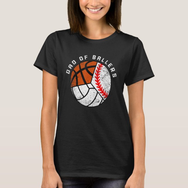 Camiseta Hombres Papá De Baloncestistas Voleibol De Béisbol (Anverso)