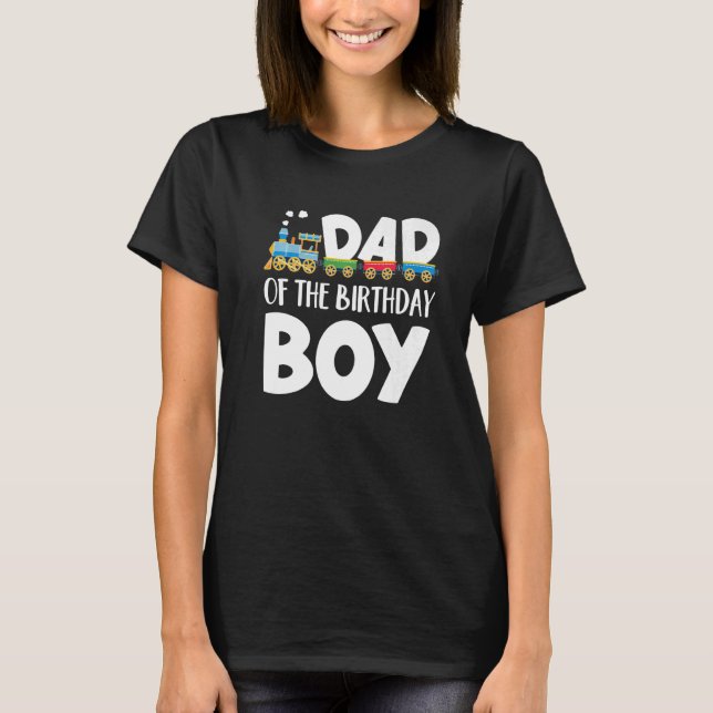 Camiseta Hombres Papá De Birthday Boy Railroad Train (Anverso)