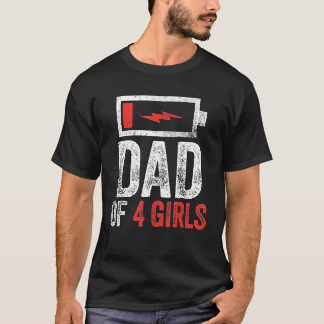 Camiseta Hombres papá de cuatro Chicas regalo del padre de  (Anverso)