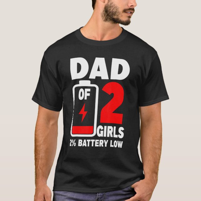 Camiseta Hombres Papá De Dos Chicas Cansados Papá Muerto Ba (Anverso)