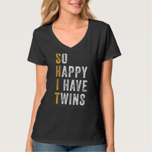Camiseta Hombres papá de gemelos tan feliz que tengo gemelo
