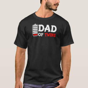 Camiseta Hombres Papá De Gemelos Vacía Batería Niños Día De