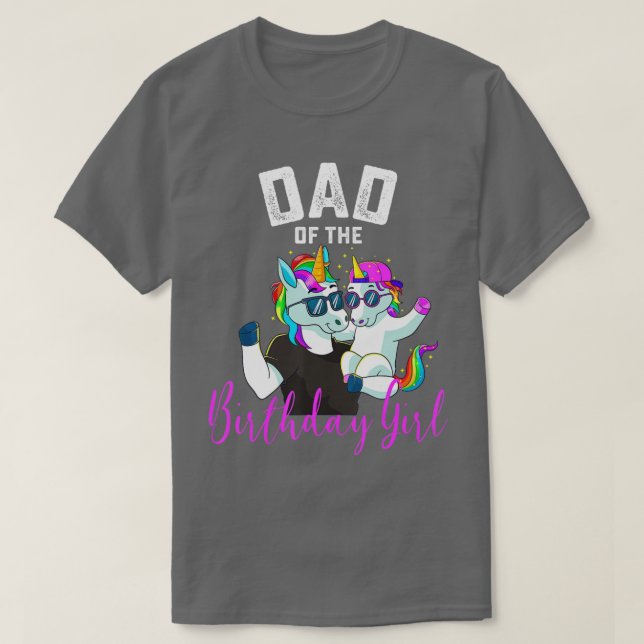 Camiseta Hombres papá de la Chica de cumpleaños Unicornio (Diseño del anverso)