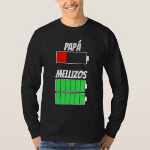 Camiseta Hombres Papá De Los Gemelos De Nacimiento Batería