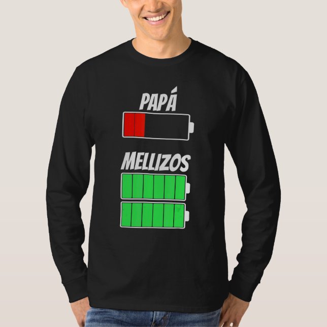 Camiseta Hombres Papá De Los Gemelos De Nacimiento Batería  (Anverso)