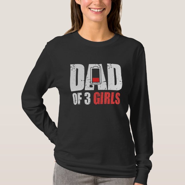 Camiseta Hombres Papá De Tres Chicas - Padre Con Tres Hijas (Anverso)