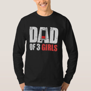 Camiseta Hombres Papá De Tres Chicas - Padre Con Tres Hijas