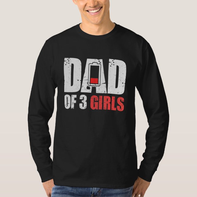 Camiseta Hombres Papá De Tres Chicas - Padre Con Tres Hijas (Anverso)