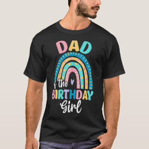 Camiseta Hombres Papá Del Chica De Cumpleaños Boho Rainbow 