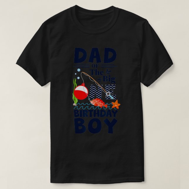 Camiseta Hombres papá del niño mayor de un cumpleaños pesca (Diseño del anverso)