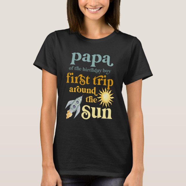 Camiseta Hombres Papa en el espacio exterior 1er cumpleaños (Anverso)