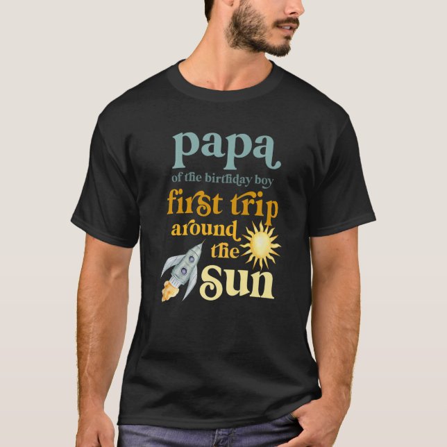 Camiseta Hombres Papa en el espacio exterior 1er cumpleaños (Anverso)