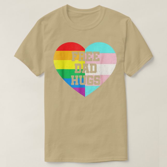 Camiseta Hombres papá libre se abraza con arco iris y hembr (Diseño del anverso)