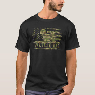 Camiseta Hombres papá maltés camuflan bandera estadounidens