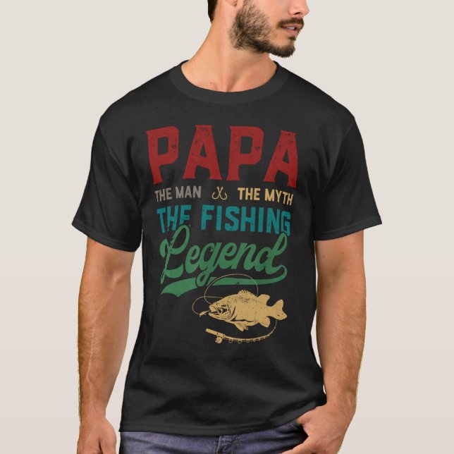 Camiseta Hombres Papa Man Mito La leyenda de la pesca Funci (Anverso)