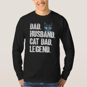 Camiseta Hombres Papá Marido Gato Papá Leyenda Gato Gato Ga