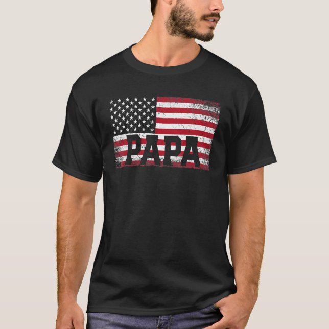 Camiseta Hombres Papa norteamericano bandera Día del Padre  (Anverso)