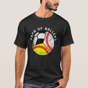 Camiseta Hombres Papa Of Ballers Funny Béisbol Softball Soc