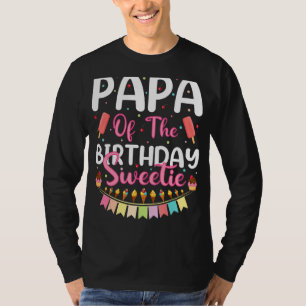 Camiseta Hombres Papa Of Birthday Sweetie Ice Cream Papa F