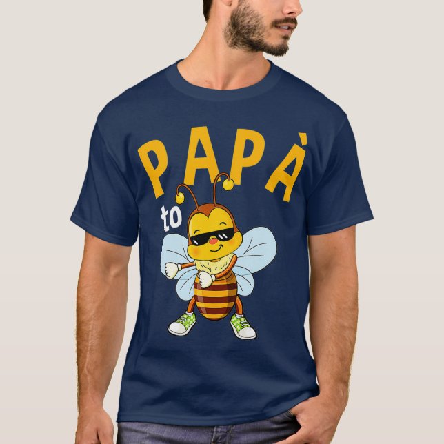 Camiseta Hombres Papa Para Ser Futuro Papá Flor Abeja (Anverso)