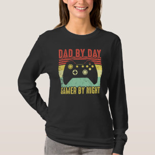 Camiseta Hombres Papá Por Jugador De Día Por Noche Nerdy Pa