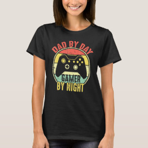 Camiseta Hombres Papá Por Jugador De Día Por Noche Nerdy Pa