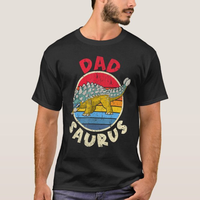 Camiseta Hombres Papá Saurus I Ankylosauro Dinosaurio I Fam (Anverso)
